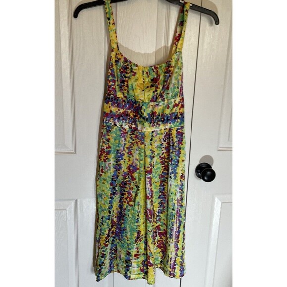 dress barn dress size 10 A Line Multicolored Tie Back MIDI  Free Shipping - Picture 1 of 6